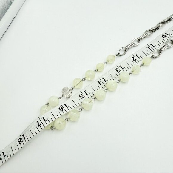 Loft Ann Taylor Silver Tone and Cream Acrylic Beaded Long Necklace - Picture 8 of 8